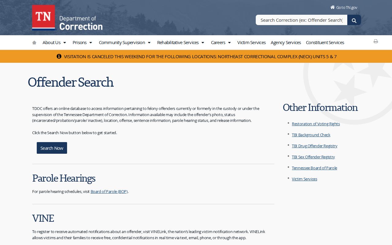 Spring Hill public records route to the Tennessee FOIL offender locator